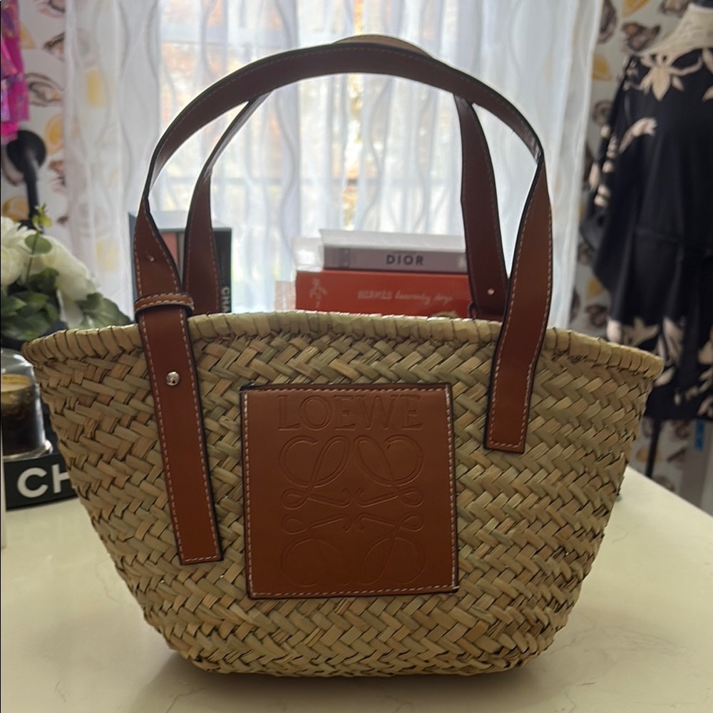 Fashion Logo Stylist Tan Woven Tote Bag